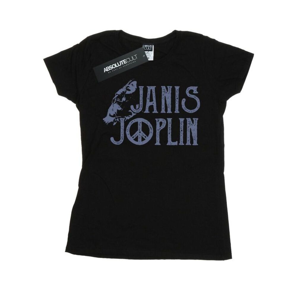 Janis Joplin Womens/Ladies Type Logo Cotton T-Shirt / Black